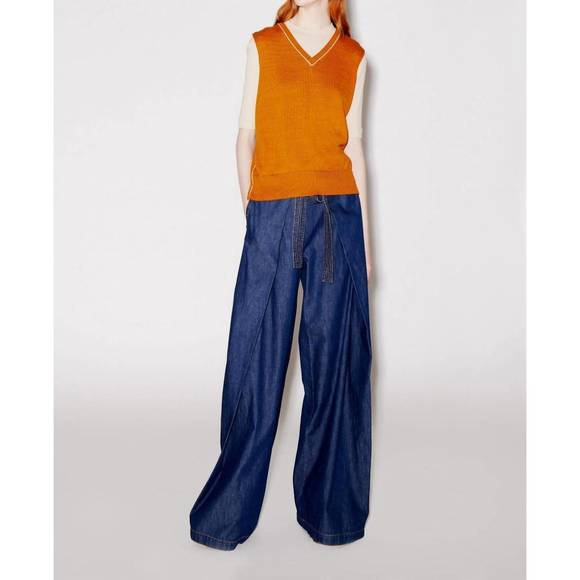 NEW ROSETTA GETTY v-neck sweater vest in cognac - Picture 2 of 4